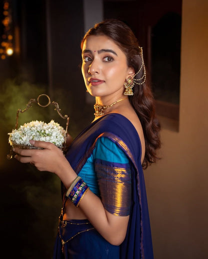 RangBhoomi Elegant Kanjivaram Silk Lehenga Set with Zari Weaving and Georgette Dupatta