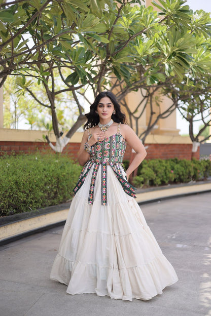 RangBhoomi Navratri Kora Cotton Lehenga Set — Full-Stitched Festive Ensemble
