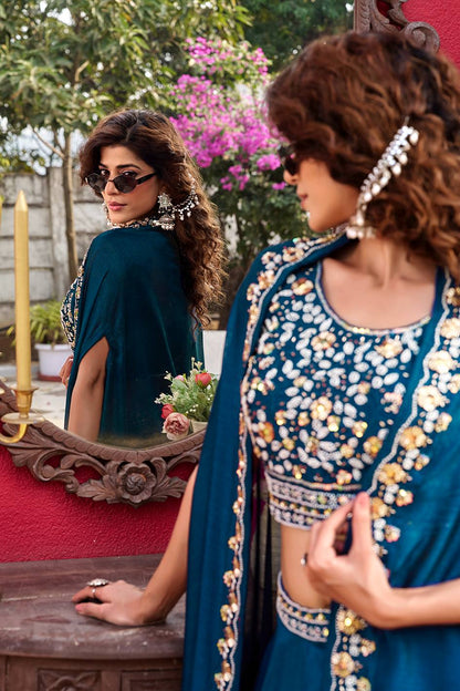 Exclusive New Wedding Lehenga Choli Set in Pure Vichitra Silk with Elegant Heavy Embroidery and Complete Stitching