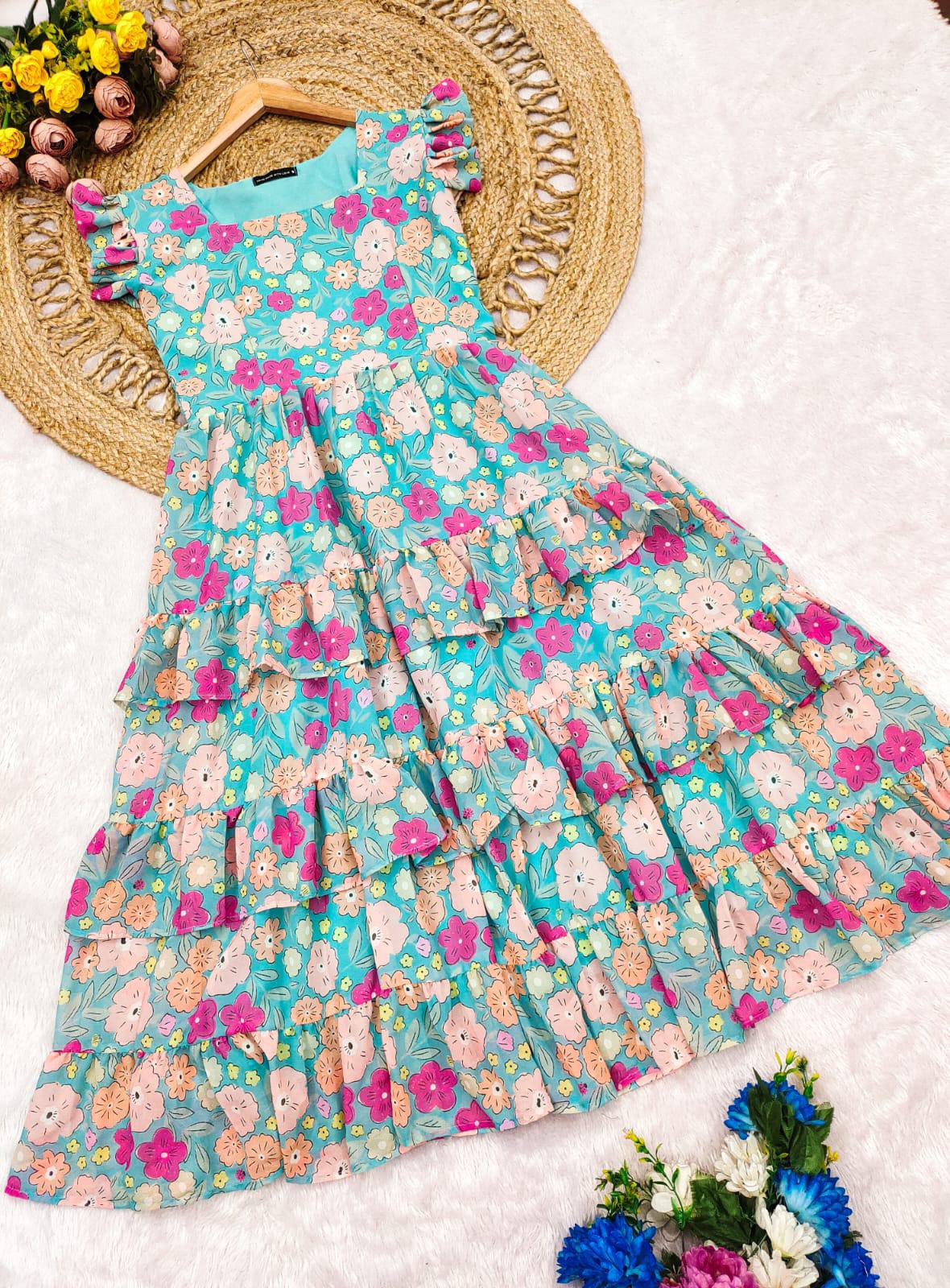 Floral Georgette Maxi Dress - Vacation Special Collection