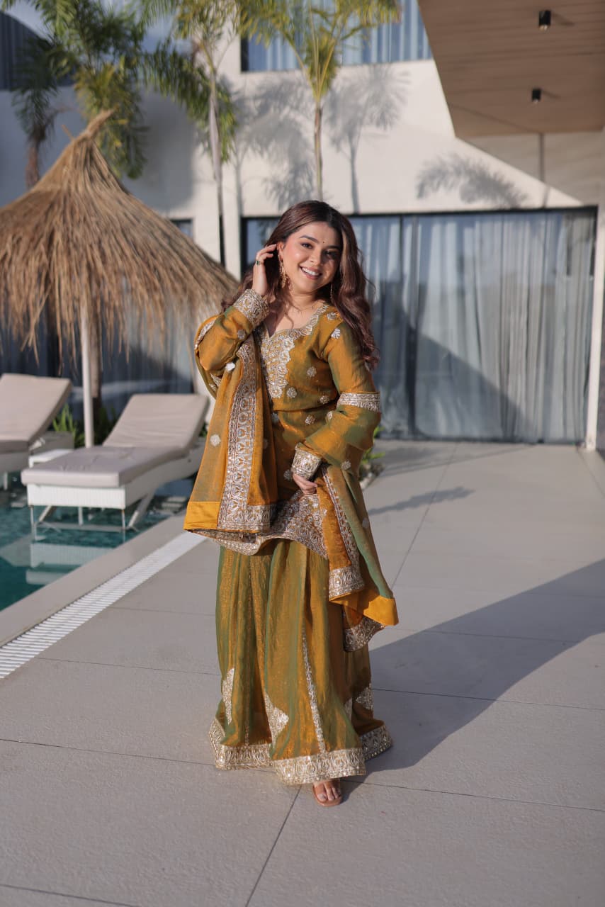 Premium Ready-to-Wear Top, Bottom, and Dupatta Set Collection 2026 – Elegant Embroidered Fendi Chiffon Ensemble