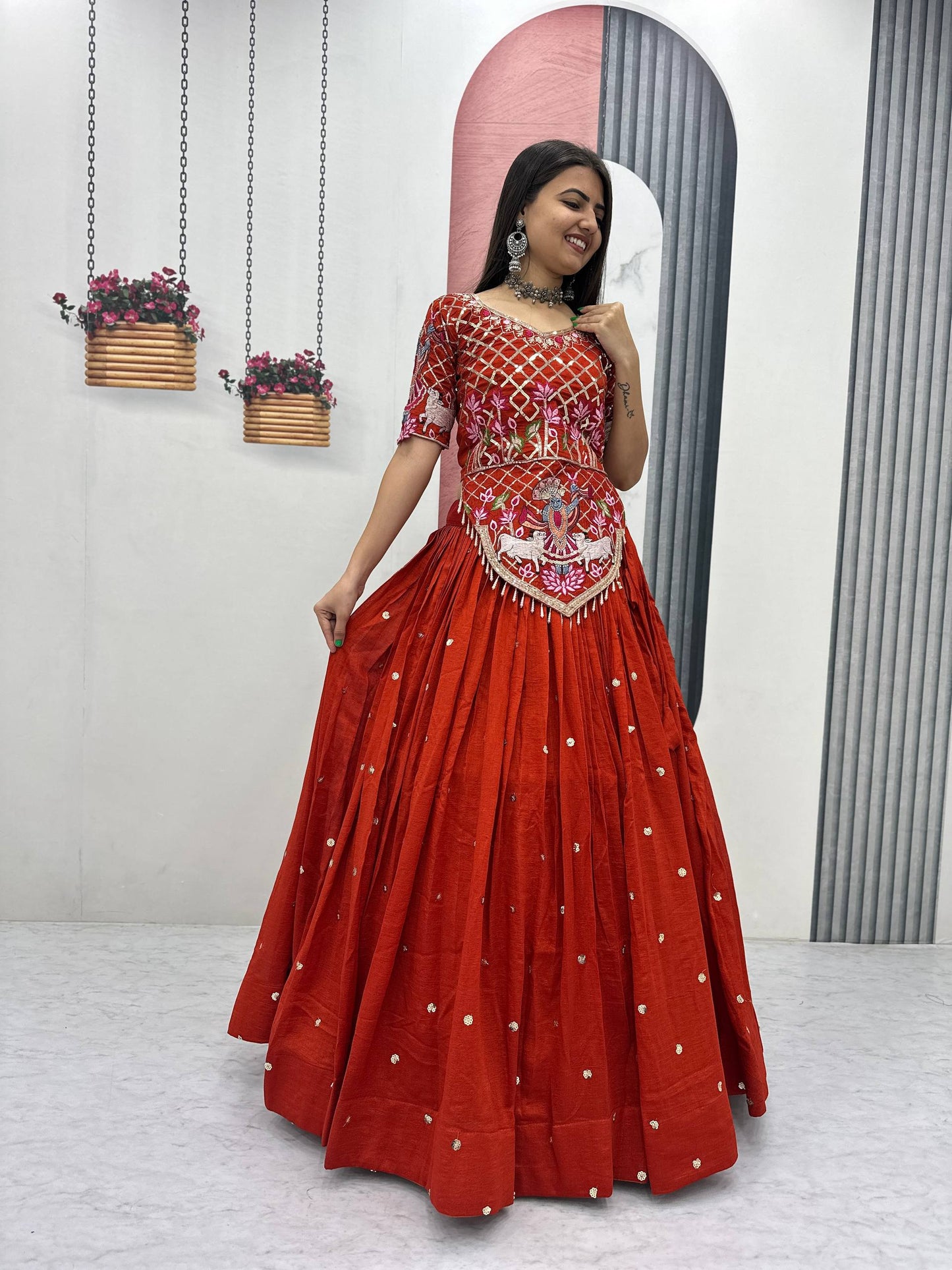 Elegant Wedding Lehenga Choli Set in Luxurious Vichitra Silk with Intricate Embroidery and Sequins