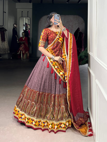 Elegant and Traditional Tasar Silk Lehenga Choli Perfect for Navratri Celebrations