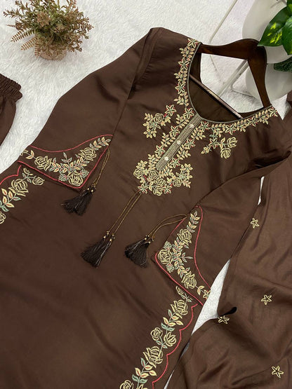 Elegant Designer Embroidered Palazzo Suit with Dupatta for the Wedding Season