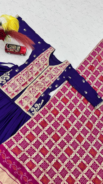 RangBhoomi Festival Badhni Lehenga Choli — Pure Chinon Silk with Heavy Embroidery