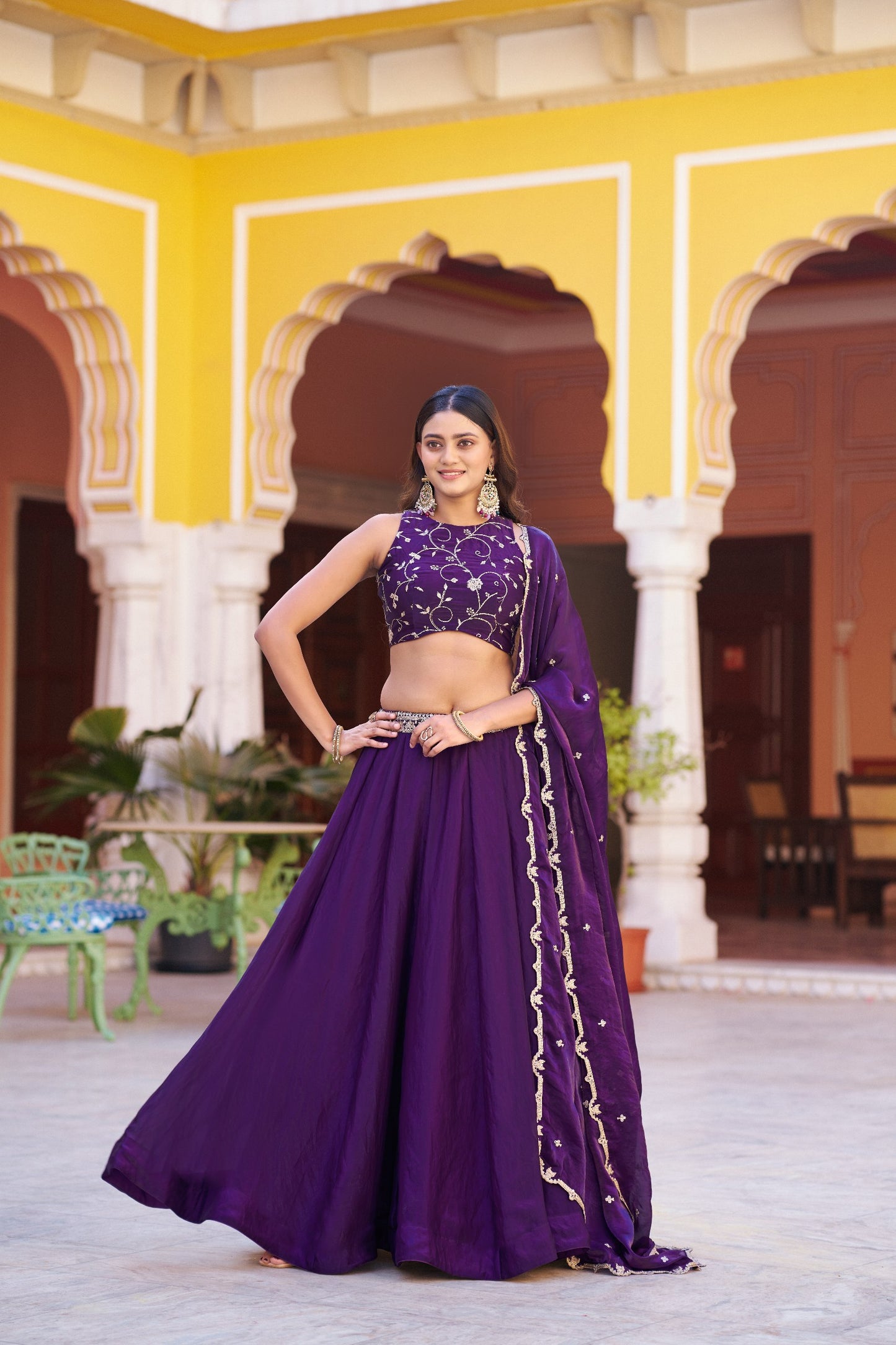 Elegant Timeless Festive Lehenga Set with Sequins and Thread Embroidery