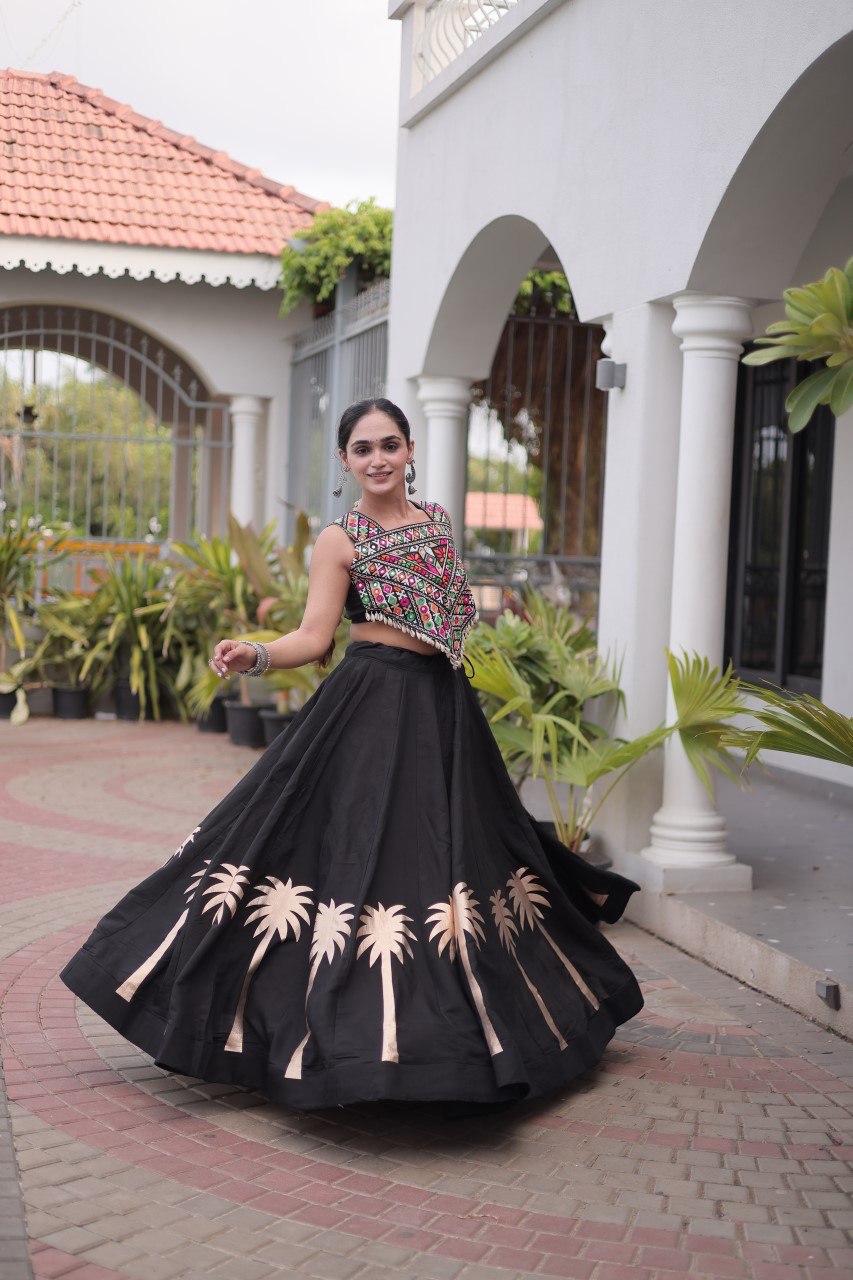RangBhoomi Navratri Lehenga Choli Collection 2026 — Roman Fabric with Kutchi Embroidery