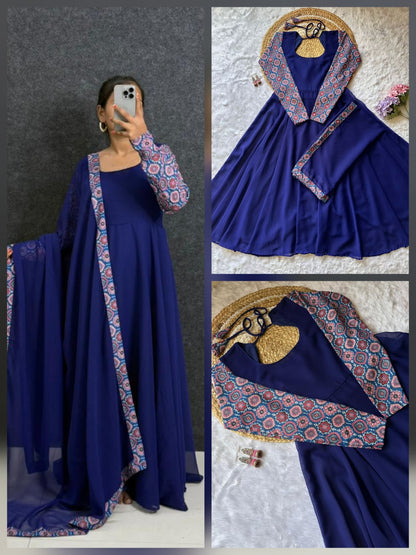 RangBhoomi Elegant 2-Color Anarkali Gown with Heavy Georgette and Pure Micro Cotton Inner – Multiple Sizes Available