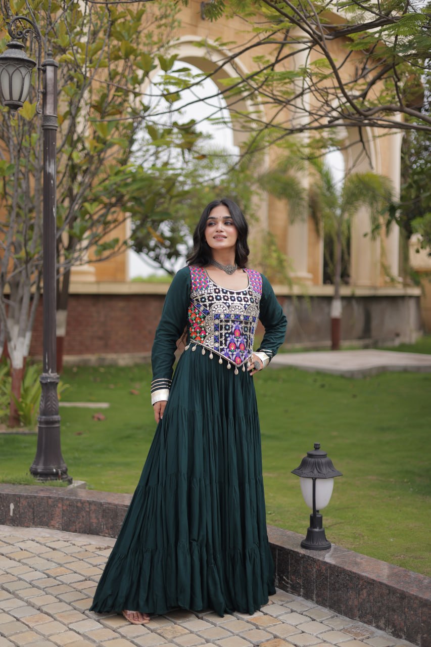 Navratri Gown Collection 2026 — Elegant Reyon Gown with Embellished Blouse by RangBhoomi