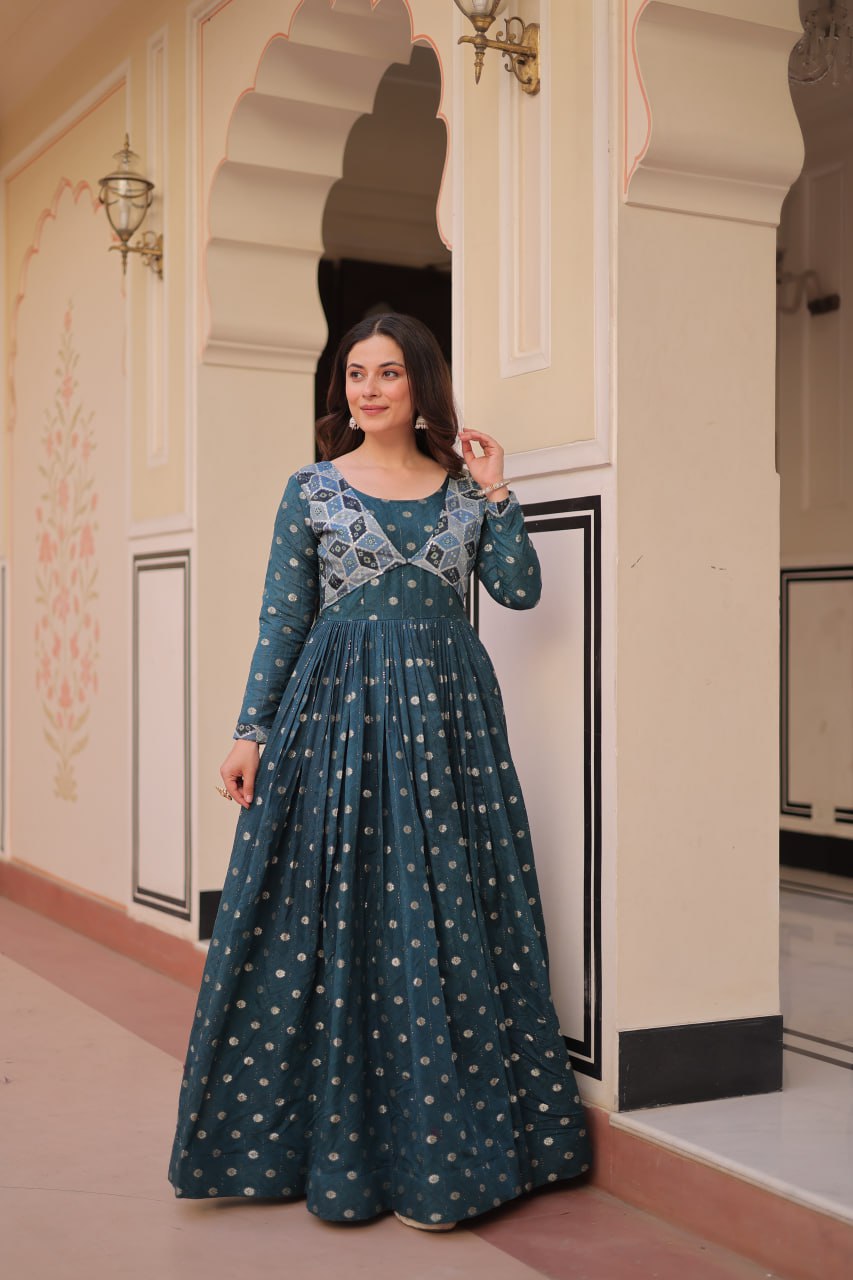 Position Print Choli Design Gown | Indian Ethnic Party Wear