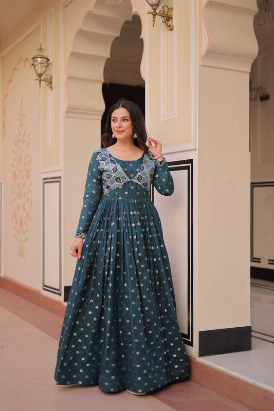 Position Print Choli Design Gown | Indian Ethnic Party Wear