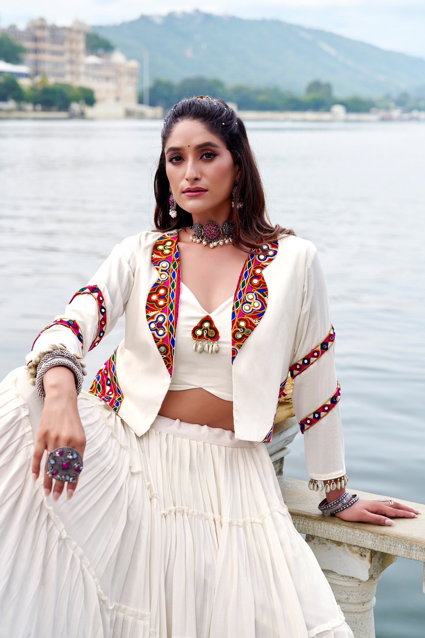 RangBhoomi Navratri Collection 2026: Elegant Rajudi Ethnic Lehenga with Mirror and Gamthi Embroidery