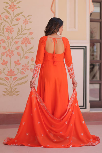 Premium Ready-to-Wear Georgette Gown and Dupatta Set with Luxurious Embroidery