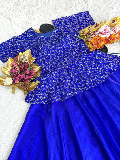 RangBhoomi Sequined Peplum Lehenga Choli – Full Stitched Festive Set