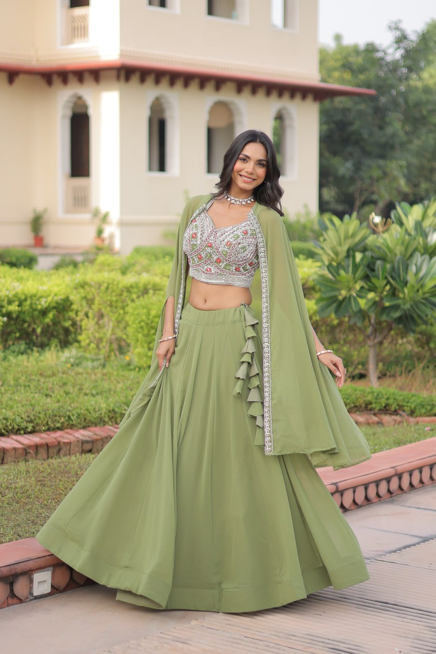 Premium Ready-to-Wear Lehenga Choli Set with Stylish Shrug Jacket