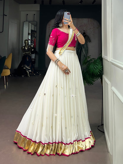 RangBhoomi Navratri Special Embellished Lehenga Choli with Mirror Work and Tassels
