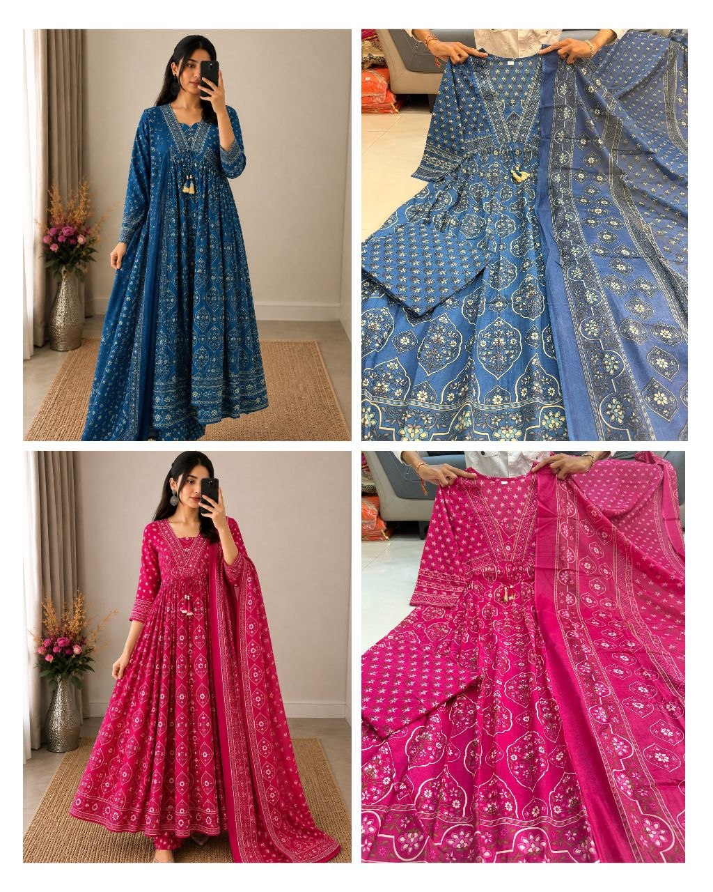 RangBhoomi Pure Cotton Anarkali Suit Set - 4 Piece Ready-to-Wear Ensemble