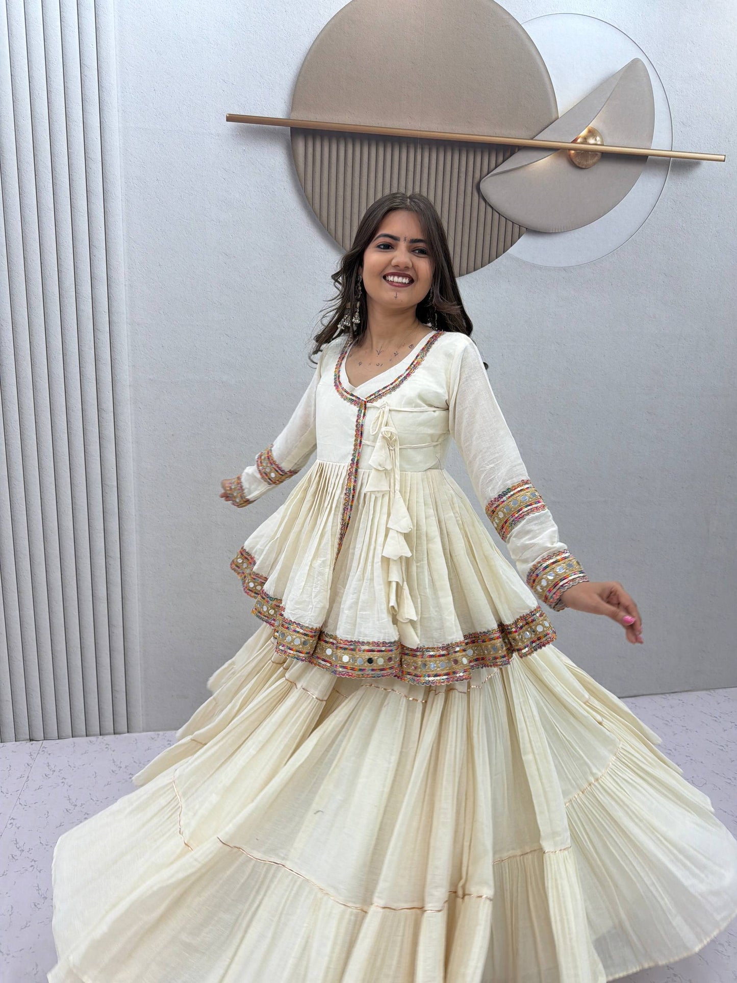 RangBhoomi Navratri Kediyu-Style Lehengacholi – Pure Cotton, 9m Flair, Fully Stitched