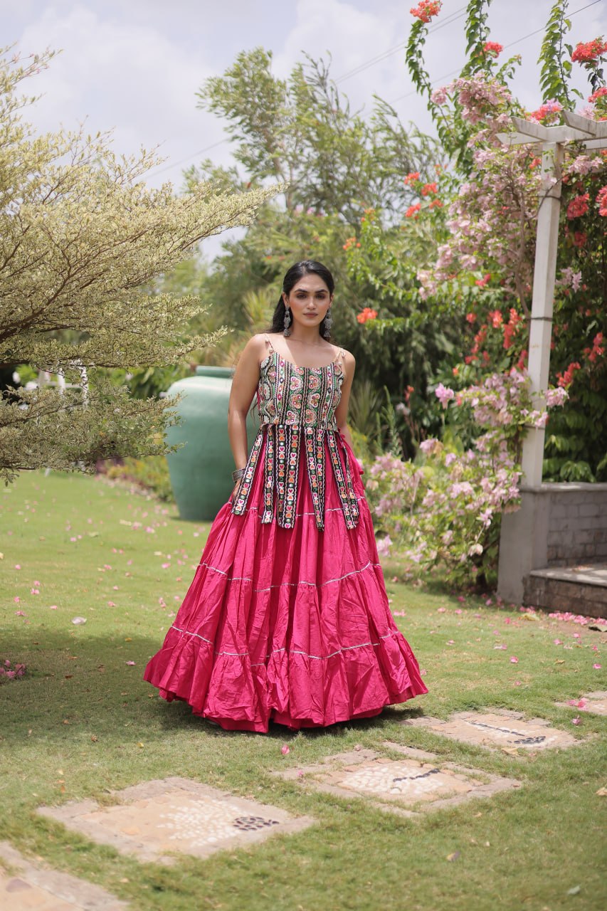 RangBhoomi Navratri Kora Cotton Lehenga Set — Full-Stitched Festive Ensemble