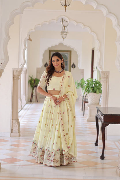 Elegant Vichitra Silk Lehenga Choli Set with Multi-Thread Embroidery and Sequined Dupatta