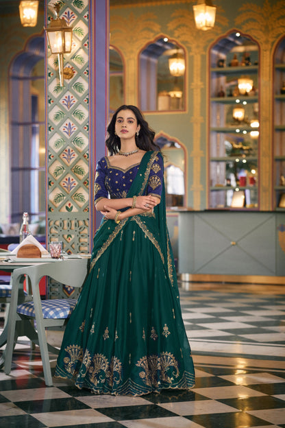 Rangoli Silk Lehenga Set – Elegant Synthetic Silk Fabric with Sequins and Thread Embroidery for Festive and Wedding Wear