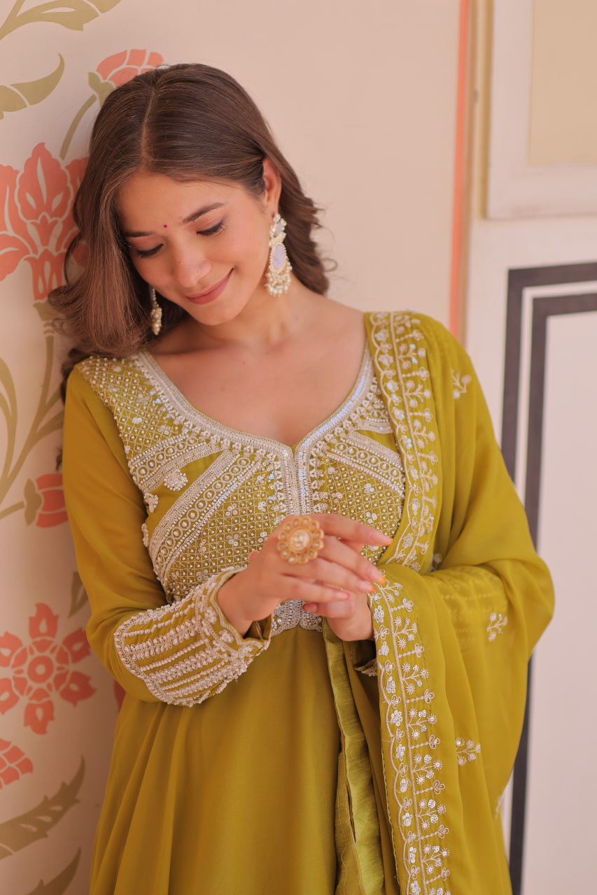 Premium Ready-to-Wear Georgette Gown and Dupatta Set with Luxurious Embroidery