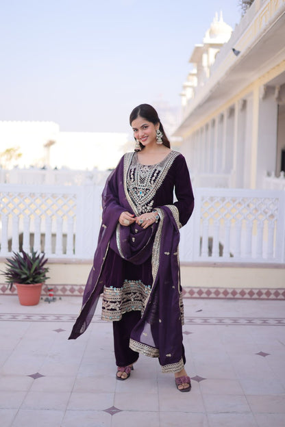 RangBhoomi Ready-to-Wear Velvet Top and Pant Set with Elegant Dupatta - Collection 2026