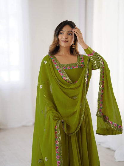 RangBhoomi Heavy Designer Party Gown with Embroidered Dupatta