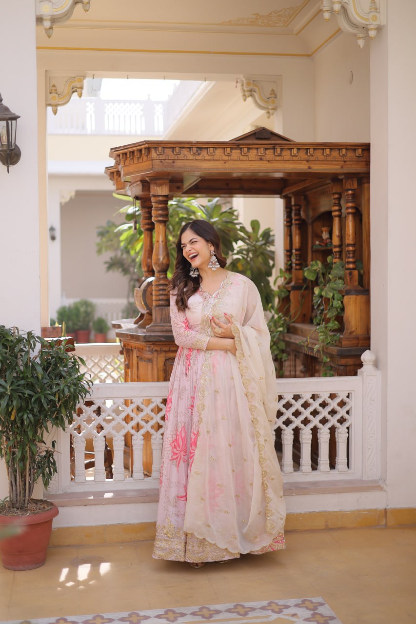 Elegant Premium Ready-to-Wear Gown with Matching Dupatta Set