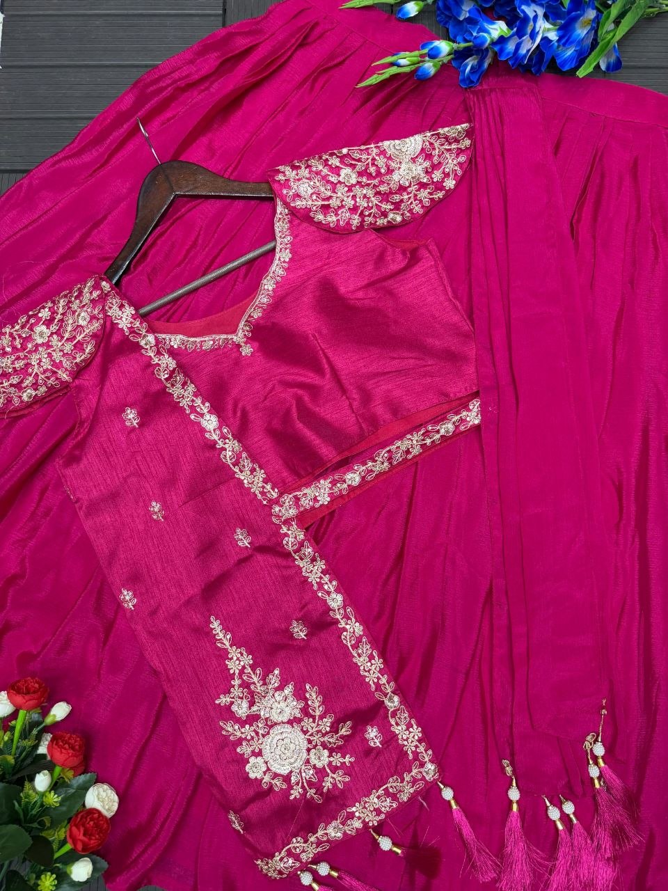 Elegant Embroidered Lehenga Choli Set with Stylish Jacket – Free Size, Premium Fabrics