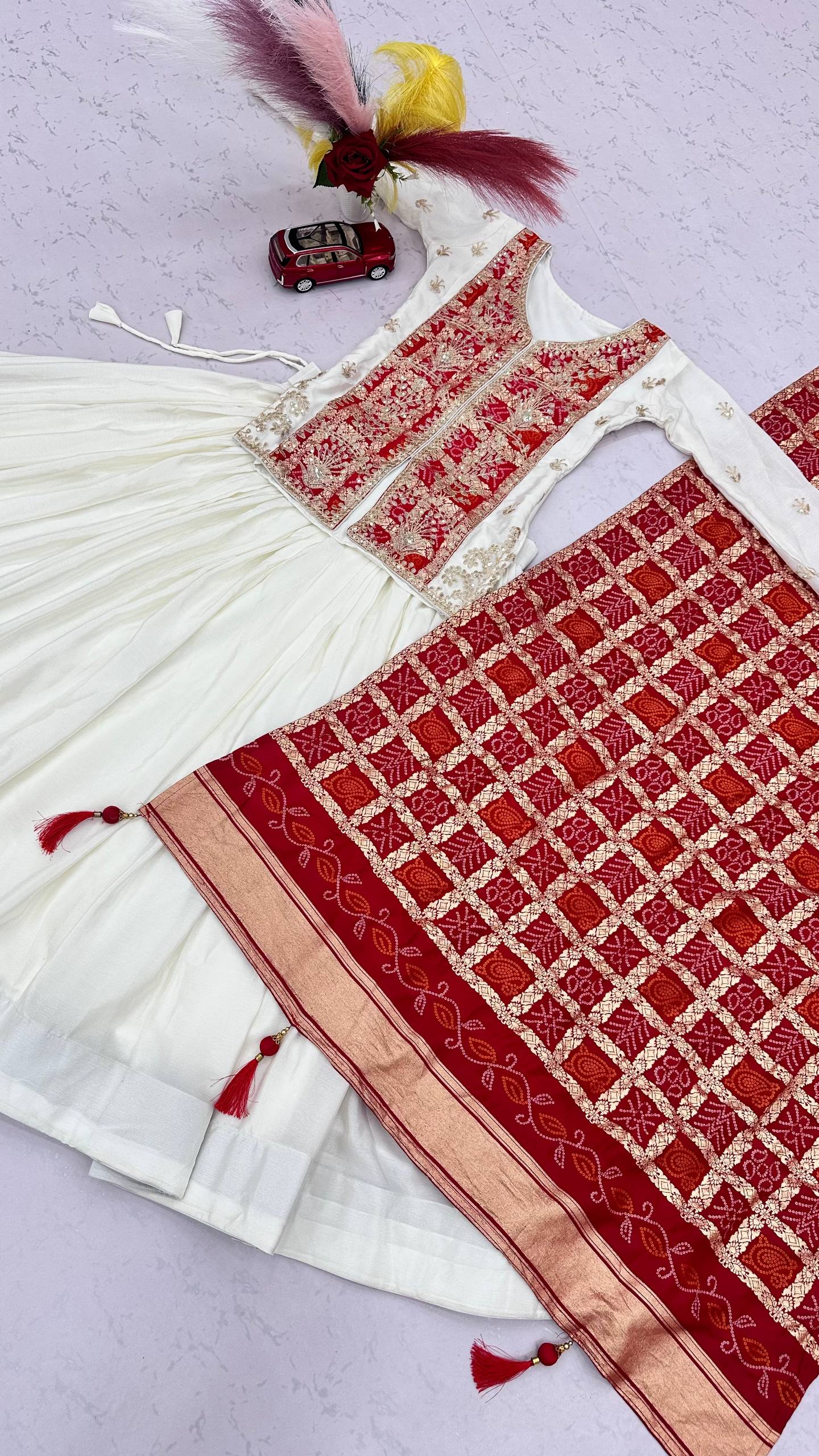 RangBhoomi Festival Badhni Lehenga Choli — Pure Chinon Silk with Heavy Embroidery