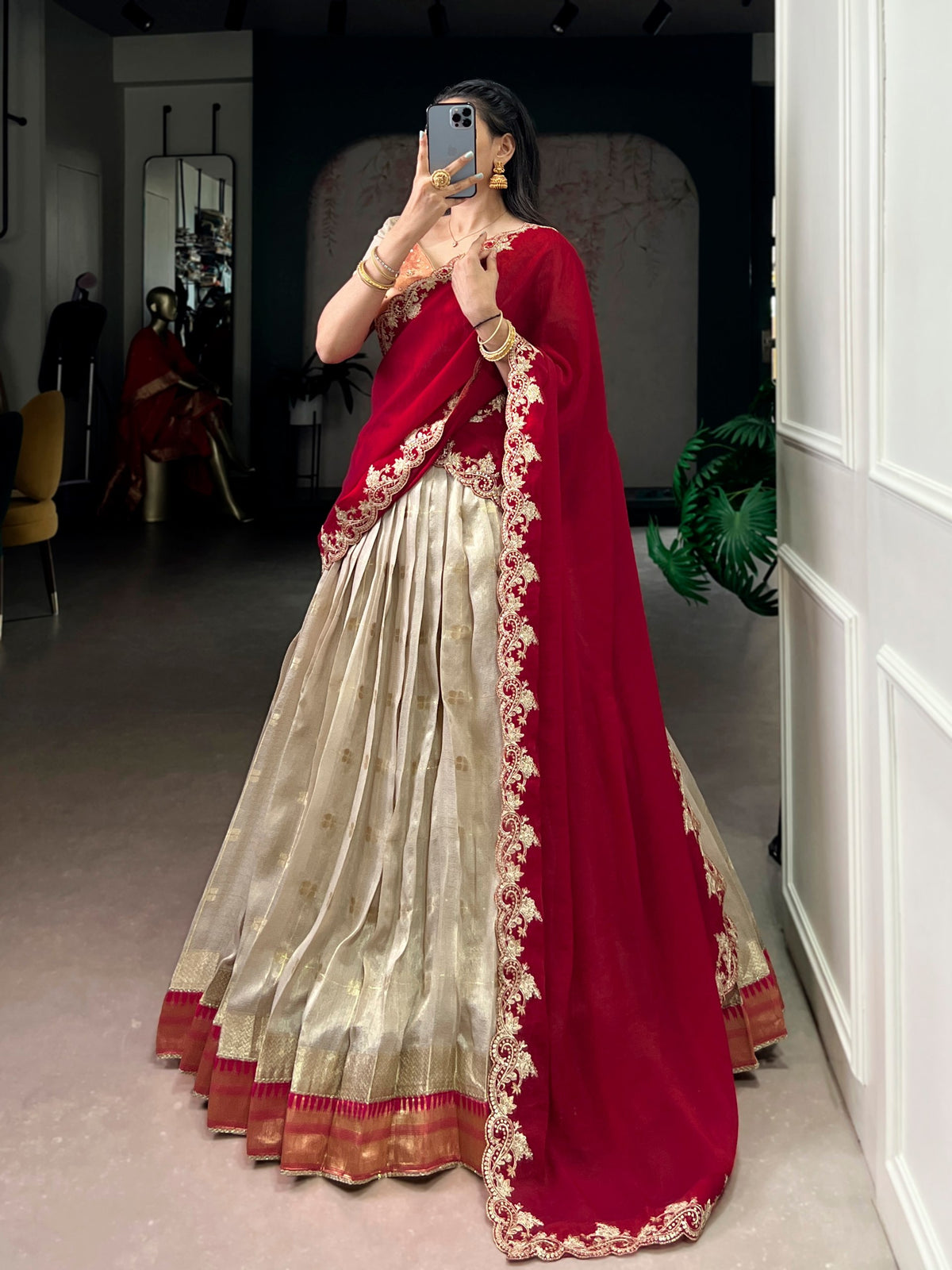 Woven Grace Embroidered Lehenga Set with Royal Paithani Borders and Elegant Pastel Hues