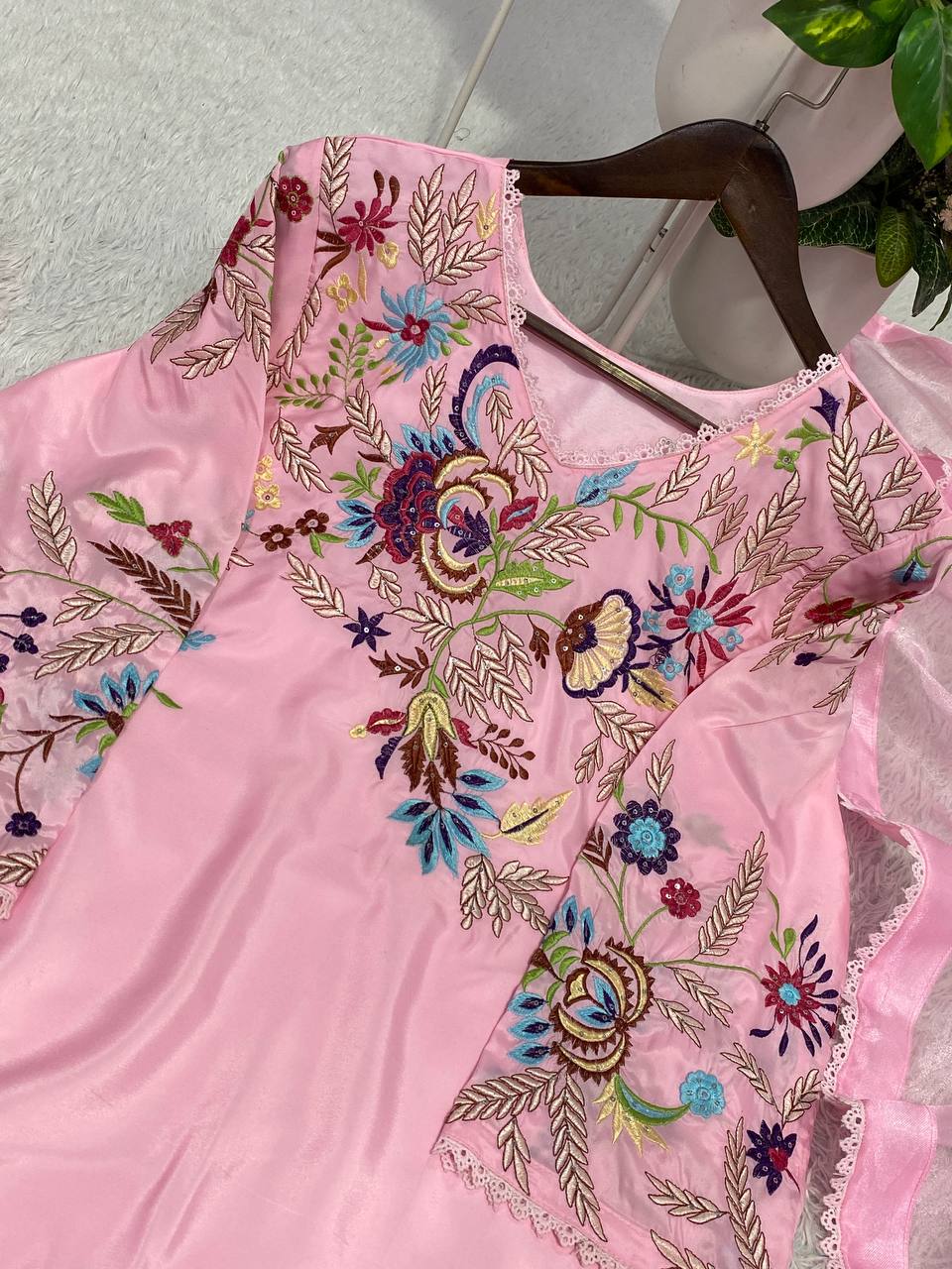 Elegant Designer Embroidered Farsi Salwar Suit with Dupatta for Festival Season by RangBhoomi