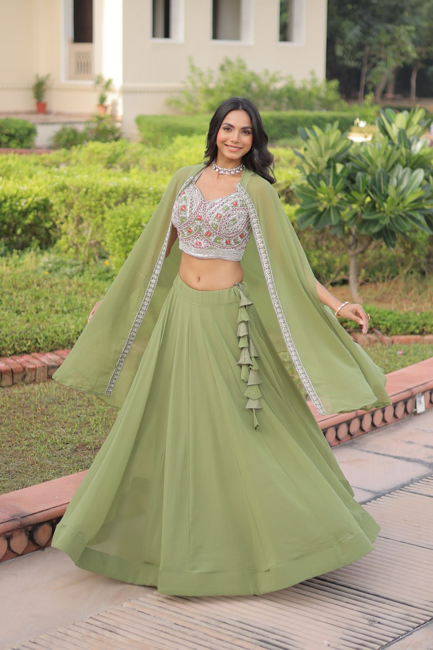 Premium Ready-to-Wear Lehenga Choli Set with Stylish Shrug Jacket