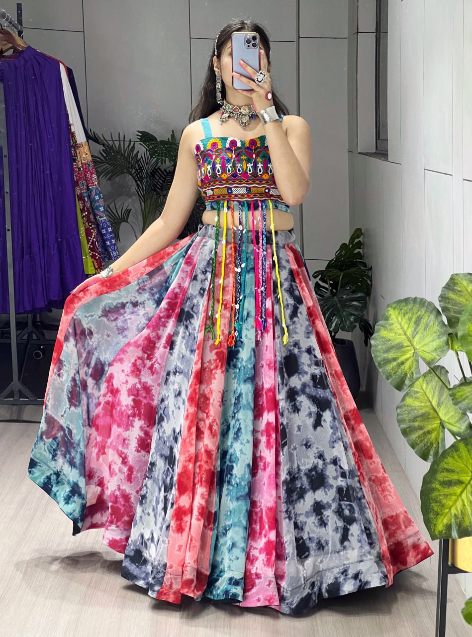 Traditional Shibori Print Lehenga with Elegant Fancy Top – Navratri Collection 2025