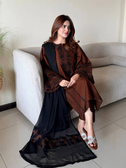 RangBhoomi Designer Party Wear Pur Roman Silk Top & Bottom Set with Heavy Georgette Dupatta