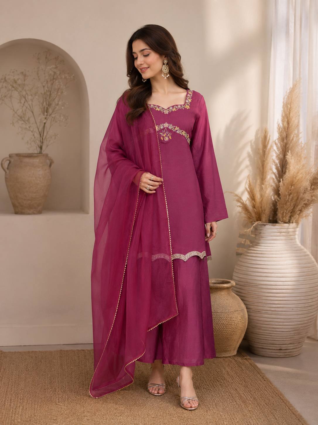 RangBhoomi Designer Indo-Western Festival Special Collection - Embroidered Zazu Silk Set