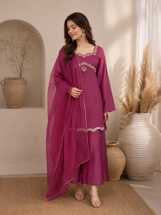 RangBhoomi Designer Indo-Western Festival Special Collection - Embroidered Zazu Silk Set
