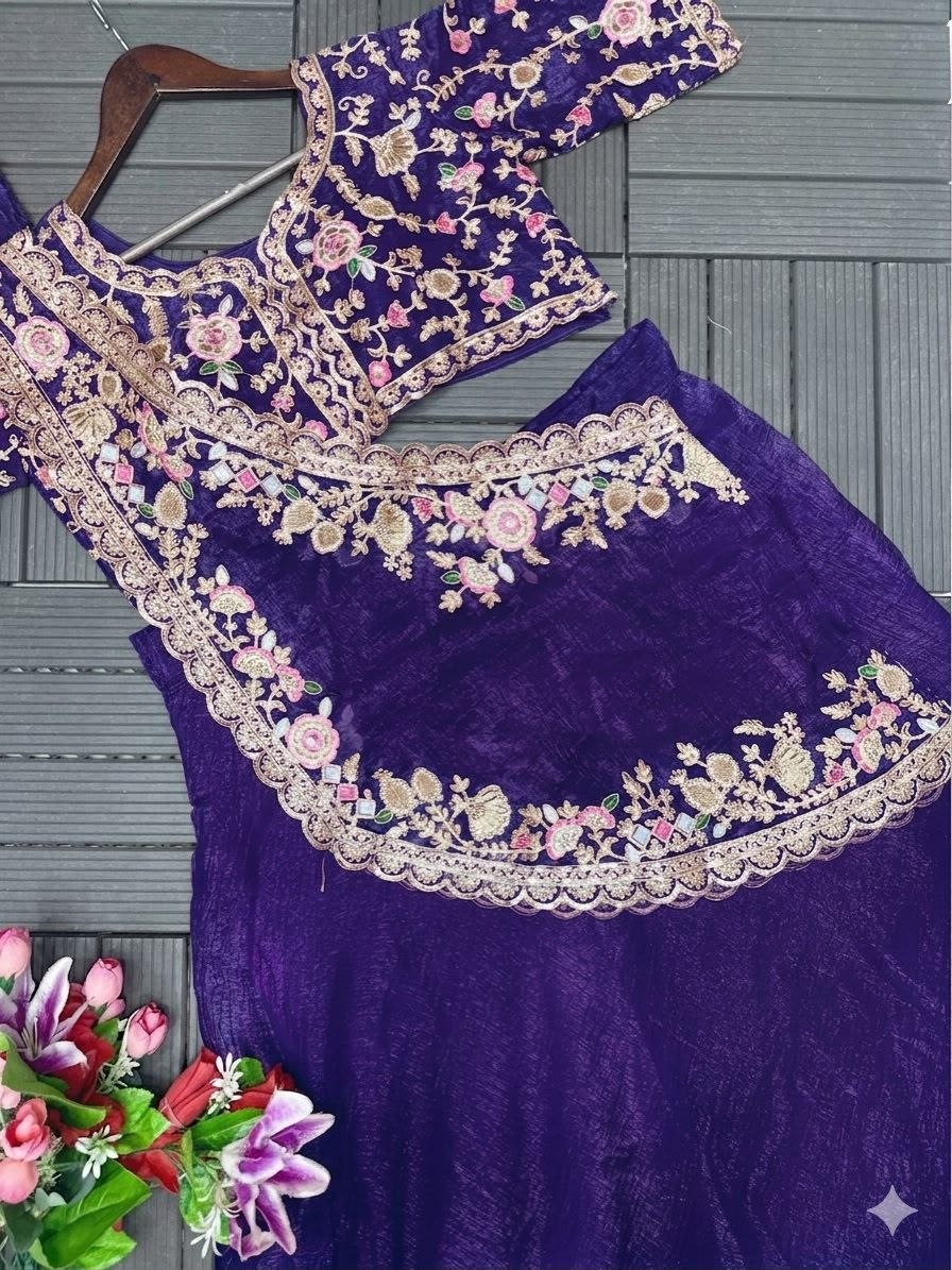 Elegant Embroidered Lehenga Choli Set with Sequence Work – New Arrival by RangBhoomi