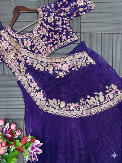 Elegant Embroidered Lehenga Choli Set with Sequence Work – New Arrival by RangBhoomi