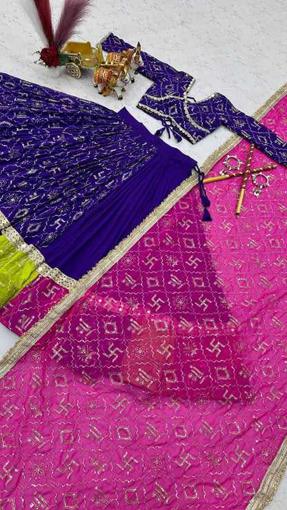 RangBhoomi Navratri Special Vintage Dupatta Lehenga Choli - Fox Georgette Embroidered Set