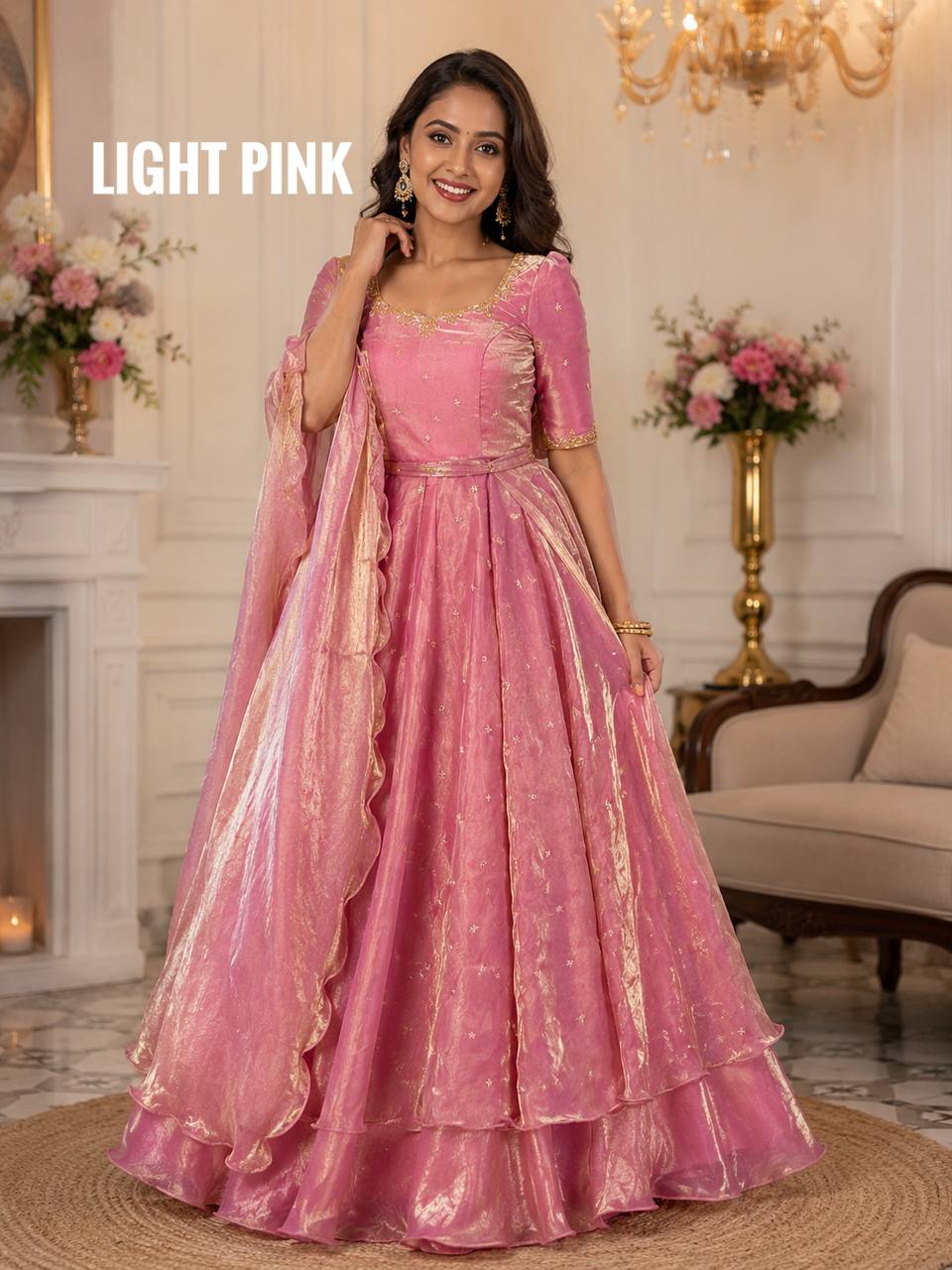 RangBhoomi Heavy Space Silk Double-Frill Lehenga Choli Set — Sequined Embroidery, Ready-to-Ship Rakshabandhan Special