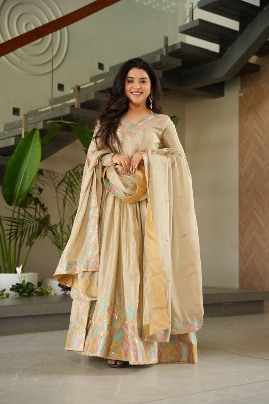 Embroidered Grace Gown & Dupatta – Luxe Fusion Wear for Modern Elegance