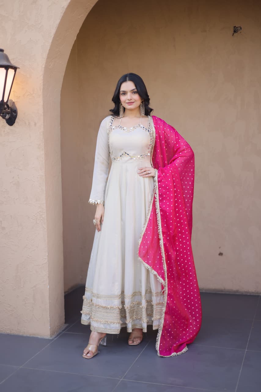 Elegant Gown with Dupatta Collection 2026 – Timeless Design with Classic Embroidery