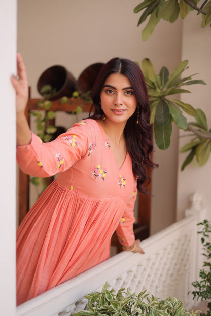 Premium Ready-to-Wear Embroidered Cotton Kurti with Matching Cotton Pants