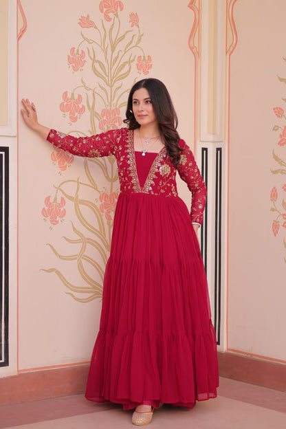 Premium Sequined & Zari Embroidered Gown - Shop Now