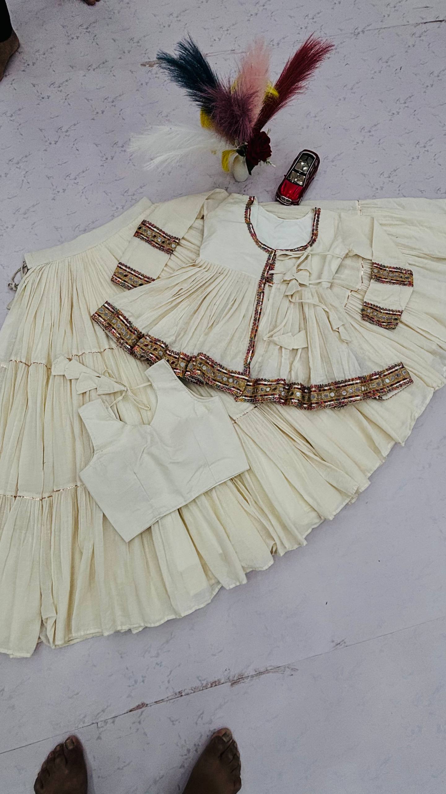 RangBhoomi Navratri Kediyu-Style Lehengacholi – Pure Cotton, 9m Flair, Fully Stitched