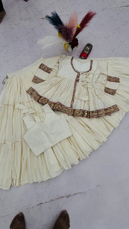 RangBhoomi Navratri Kediyu-Style Lehengacholi – Pure Cotton, 9m Flair, Fully Stitched