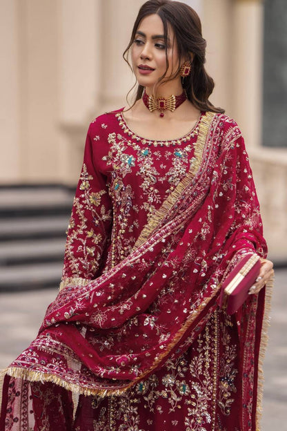 Elegant Ready-to-Wear Designer Set in Faux Georgette with Intricate Heavy Embroidery and Sequins - Fully Stitched Top, Bottom, and Dupatta