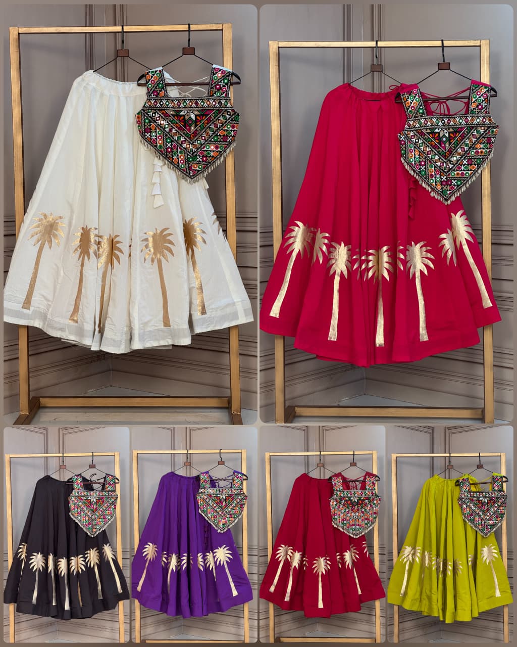RangBhoomi Navratri Lehenga Choli — Festive Roman Fabric Set for Garba & Dandiya